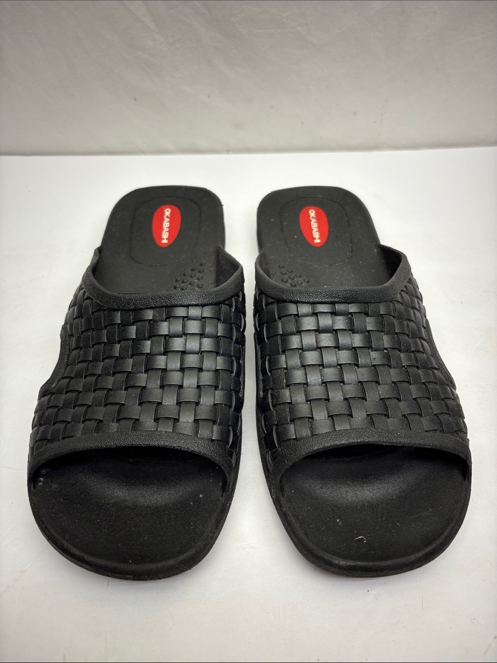 Okabashi Men’s Black Woven Slide Sandals - Slip-On Comfort, SZ XL, box 15